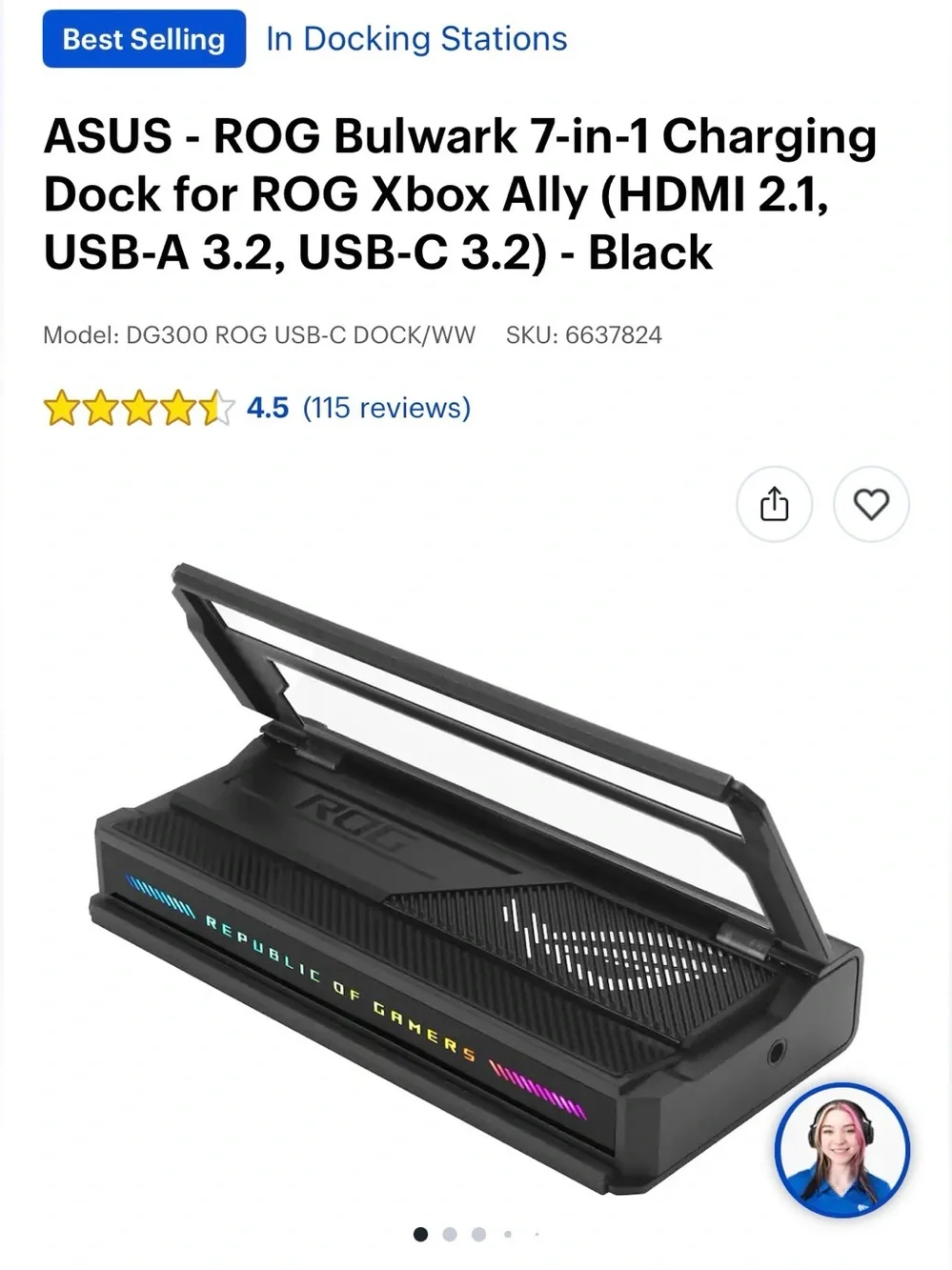 ROG Xbox Ally 7” FHD 120Hz Handheld Gaming Console,ASUS ROG 7-in-1 Dock Charger